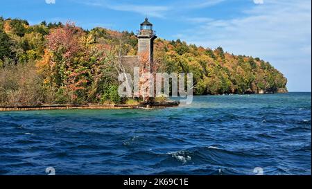 Phare de Grand Island East Channel, Pictured Rocks National Lakeshore, Michigan Banque D'Images