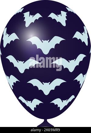 Un ballon pour Halloween. Ballon violet réaliste avec motif de chauve-souris. Illustration de Vecteur