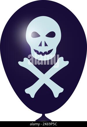 Un ballon pour Halloween. Ballon violet réaliste avec crâne et os. Illustration de Vecteur