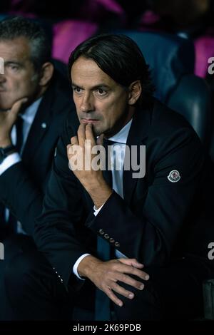 Barcelone, Espagne, 12, octobre 2022. Espagne-football-Champions League FC Barcelone / Inter Milan. Simone Inzaghi entraîneur-chef de l'Inter de Milan. Crédit : Joan G/Alay Live News Banque D'Images