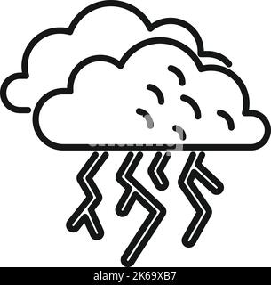 Vecteur de contour de l'icône Morning Storm. Pluie de nuages. Journée du ciel Illustration de Vecteur