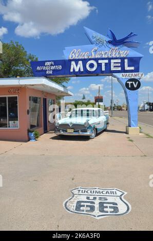 Tucumcari, Nouveau-Mexique, États-Unis - 25 août 2022 : le Blue Swallow Motel sur la route 66 Banque D'Images