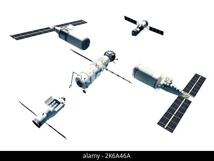 Station spatiale chinoise Tiangong 2022, vue éclatée. Banque D'Images