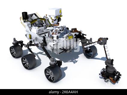 Persévérance Mars rover sur fond blanc. Banque D'Images