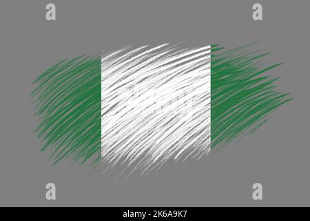 3D drapeau du Nigeria sur fond de pinceau de style vintage. Banque D'Images