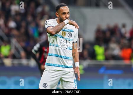 Milan, Italie. 11th octobre 2022. Pierre-Emerick Aubameyang du FC Chelsea vu lors de l'UEFA Champions League 2022/23 Group Stage - match de football du Groupe E entre l'AC Milan et le FC Chelsea au stade Giuseppe Meazza. Score final; Milan 0:2 Chelsea. (Photo de Fabrizio Carabelli/SOPA Images/Sipa USA) crédit: SIPA USA/Alay Live News Banque D'Images