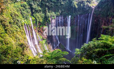 Chutes de Tumpak Sewu d'en haut, Java est, Indonésie Banque D'Images