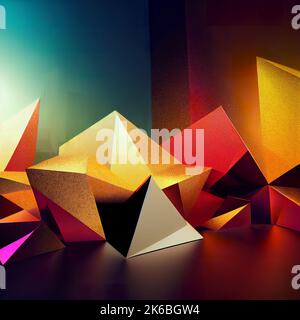 Un rendu 3D de formes géométriques colorées. Banque D'Images