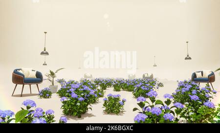 3D illustration arrière-plan pour la publicité et le papier peint dans la nature et la scène estivale. 3D rendu en concept décoratif. Banque D'Images