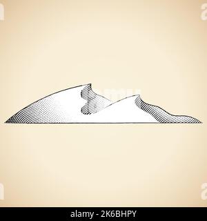 Illustration du tableau gravé Illustration de dunes avec remplissage blanc isolé sur un fond blanc Illustration de Vecteur
