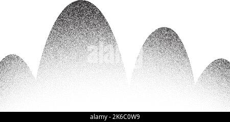 Arrière-plan de l'onde de grain. Collines à texture crépée. Paysage abstrait de style travail de la dentine. Bruit noir et effet de gradient de sable. Arrière-plan stochastique en pointillés Illustration de Vecteur