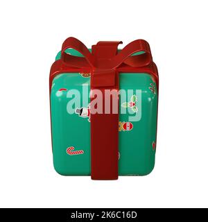 3D création d'une boîte cadeau mignonne pour Merry Christmas isolée sur fond blanc avec un chemin de sélection Banque D'Images