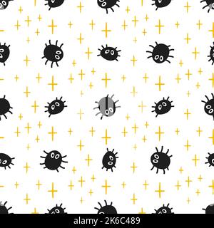 Joli motif Halloween sans coutures avec araignées. Arrière-plan trick ou Treat. Vecteur avec araignées texture répétée. Papier d'emballage imprimé, papier peint Illustration de Vecteur