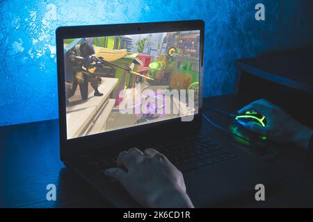 Vilnius, Lituanie - 13 octobre 2022: Gros plan sur le jeu vidéo Overwatch 2 sur PC Banque D'Images