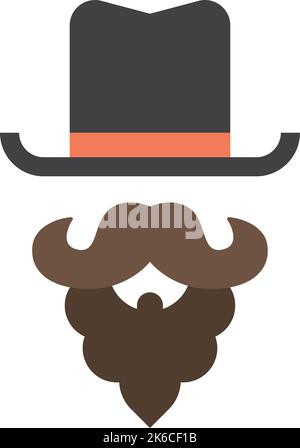 fausse moustache et chapeau haut de gamme dans un style minimaliste isolé sur l'arrière-plan Illustration de Vecteur