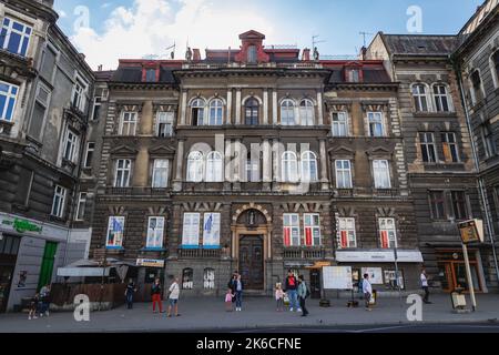 Bâtiment historique sur la rue 3 mai, dans la ville de Bielsko-Biala, dans la Voïvodeship silésienne, dans le sud de la Pologne Banque D'Images