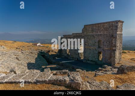Vue arrière du théâtre romain d'Acinipo à Ronda, Malaga Banque D'Images