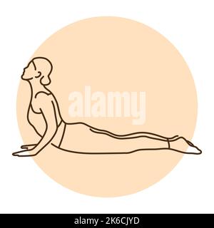 Illustration de la ligne de couleur Cobra pose ou Bhujangasana. Pictogramme pour page Web Illustration de Vecteur