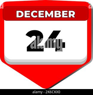 24 décembre Vector icône calendrier jour. 24 date de décembre. Vingt-quatrième jour de décembre. 24th numéro de date. calendrier de 24 jours. Vingt-quatre date Illustration de Vecteur