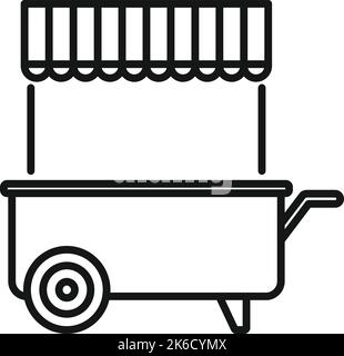 Vecteur de contour de l'icône du panier snack. Boutique du marché. Nourriture sur pied Illustration de Vecteur