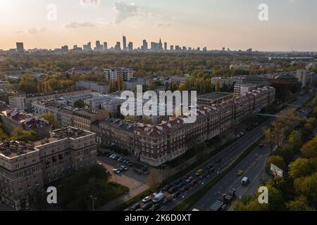 Bâtiments dans la région de Sielce dans le district de Mokotow à Varsovie, capitale de la Pologne Banque D'Images