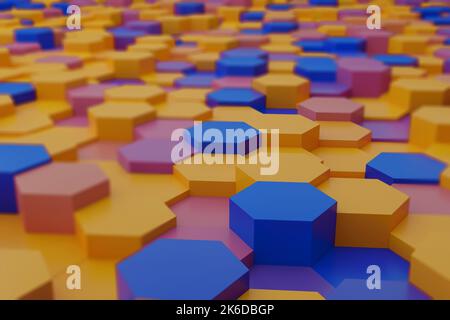 Texture de motif géométrique coloré Hexagon 3D - 3D rendu d'illustration Banque D'Images