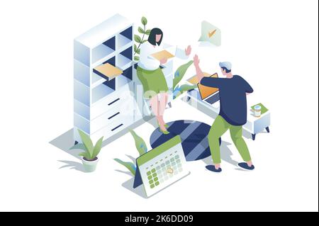 Le meilleur concept de web feedback en 3D Isométrique. Les gens évalue la qualité du service et laissent des commentaires ou des commentaires, la satisfaction des clients et des utilisateurs Illustration de Vecteur