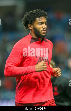 Joe Gomez, joueur international de football anglais, joue en tant que défenseur ou centre de retour pour le Liverpool FC, l'équipe de première ligue anglaise. Banque D'Images