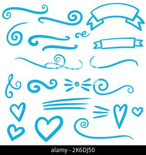 Boucles de bain bleues avec logo Swoosh Vector accent Line Work Illustration de Vecteur