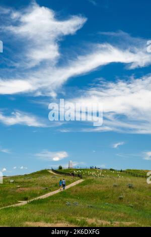 Photographie du monument national du champ de bataille de Little Bighorn lors d'un bel après-midi d'été. Garryowen, Montana, États-Unis. Banque D'Images