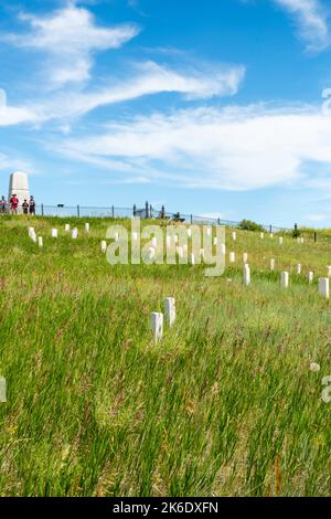 Photographie du monument national du champ de bataille de Little Bighorn lors d'un bel après-midi d'été. Garryowen, Montana, États-Unis. Banque D'Images