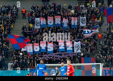 Bucarest, Roumanie. 13th octobre 2022. 13 octobre 2022: Les fans de la FCSB pendant le match de l'UEFA Europa Conference League groupe B entre la FCSB Bucarest et Silkeborg IF au stade national Arena à Bucarest, Roumanie ROU. Catalin Soare/Cronos crédit: Cronos/Alamy Live News Banque D'Images