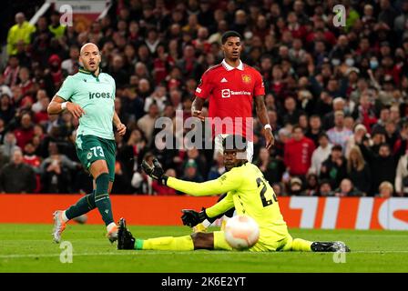 Marcus Rashford, de Manchester United, prend de l'envergure lors du match du groupe E de l'UEFA Europa League à Old Trafford, Manchester. Date de la photo: Jeudi 13 octobre 2022. Banque D'Images