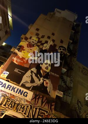 Athènes, Grèce, mardi 13 octobre 2022 beau centre d'art de rue de la ville Exarchia fond artistique moderne haute qualité grands imprimés Banque D'Images