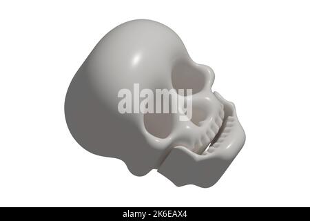 Illustration d'un crâne humain isolé sur fond blanc. Banque D'Images