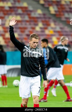Bucarest, Roumanie. 14th octobre 2022. 14 octobre 2022: Kasper Kusk #7 de Silkeborg SI pendant de l'UEFA Europa Conference League groupe B match entre la FCSB Bucarest et Silkeborg IF au stade national Arena à Bucarest, Roumanie ROU. Catalin Soare/Cronos crédit: Cronos/Alamy Live News Banque D'Images
