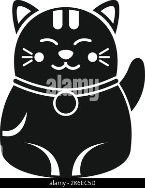 Argent fétiche icône chat simple vecteur. Neko maneki. Jouet or Illustration de Vecteur