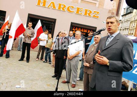 Roman Jacek Giertych (né 27 février 1971 en årem) - politicien polonais et avocat, avocat. En 2001C2007, il a été adjoint au Sejm des mandats 4th et 5th, en 2006C2007, vice-président du Conseil des ministres et ministre de l'éducation nationale dans les gouvernements de Kazimierz Marcinkiewicz et Jaros¸aw KaczyÄski, Ancien président de la jeunesse polonaise et de la Ligue des familles polonaises. Photo Kazimierz Jurewicz, Banque D'Images