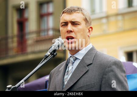 Roman Jacek Giertych (né 27 février 1971 en årem) - politicien polonais et avocat, avocat. En 2001C2007, il a été adjoint au Sejm des mandats 4th et 5th, en 2006C2007, vice-président du Conseil des ministres et ministre de l'éducation nationale dans les gouvernements de Kazimierz Marcinkiewicz et Jaros¸aw KaczyÄski, Ancien président de la jeunesse polonaise et de la Ligue des familles polonaises. Photo Kazimierz Jurewicz, Banque D'Images