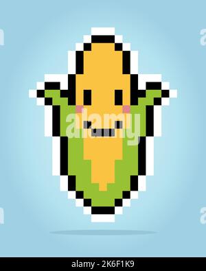 8 bits pixels maïs . Légumes pour les ressources de jeu dans l'illustration vectorielle. Illustration de Vecteur