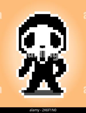Fantôme de pixels 8 bits. Festival de costumes fantômes en illustration vectorielle. Illustration de Vecteur
