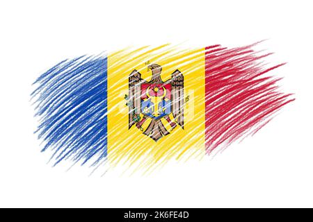 3D drapeau de Moldavie sur fond de pinceau de style vintage. Banque D'Images