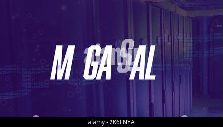 Image de méga-texte de vente avec traitement des données dans la salle des serveurs Banque D'Images