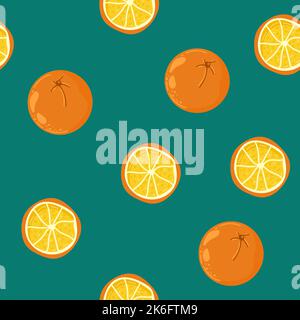 Fruit Handdrawn bagout sans couture avec orange, vector illustration, sur fond bleu Illustration de Vecteur