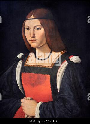 Ritratto di giovane donna - olio e tempera su tavola - Andrea Solario - 1507 - Milano, Italia, Pinacoteca del Castello Sforzesco Banque D'Images