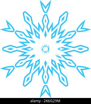 Flocon de neige simple fait de lignes bleues. Décoration festive pour le nouvel an et Noël, symbole de l'hiver, élément pour le design. Illustration vectorielle Illustration de Vecteur