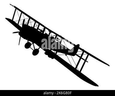 Silhouette avec un avion biplan à partir de 1915 Banque D'Images