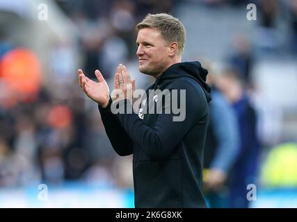 Photo du dossier datée du 08-10-2022 d'Eddie Howe, qui a insisté sur le fait qu'il n'y a aucune raison pour laquelle Newcastle ne peut pas un jour rivaliser avec Manchester United en tant que force mondiale. Date de publication : vendredi 14 octobre 2022. Banque D'Images