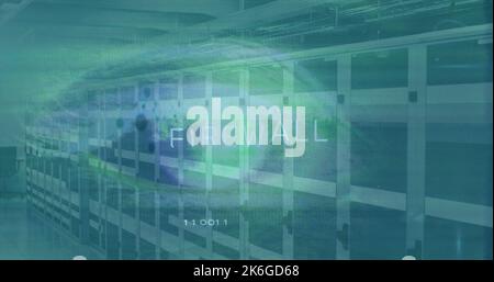 Image de l'interface numérique et du traitement des données sur fond bleu Banque D'Images