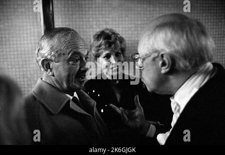 Astor Piazzolla, chanteuse et compositrice Argentine, Laura Escalada, chanteuse de tango, Mstislav Rostropovich, violoncelle russe et chef d'orchestre, Teatro Colon, 1984 Banque D'Images